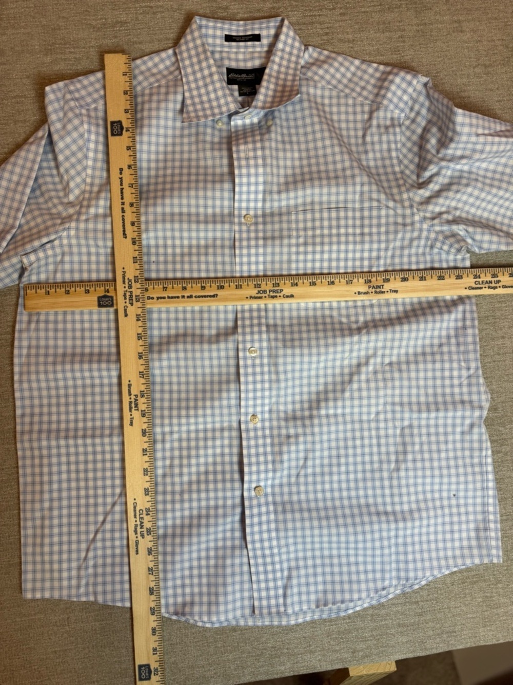 Eddie Bauer Blue and White Gingham Dress Shirt Short Sleeve - Picture 6 of 7